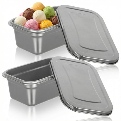 MAGICLULU 2Pcs Stainless Steel Ice Cream Containers, 40 oz Small Homemade Ice Cream Tubs Freezer Storage with Lids, Reusable Sorbet & Gelato Keeper for Kitchen Use and Dessert Food Preservation