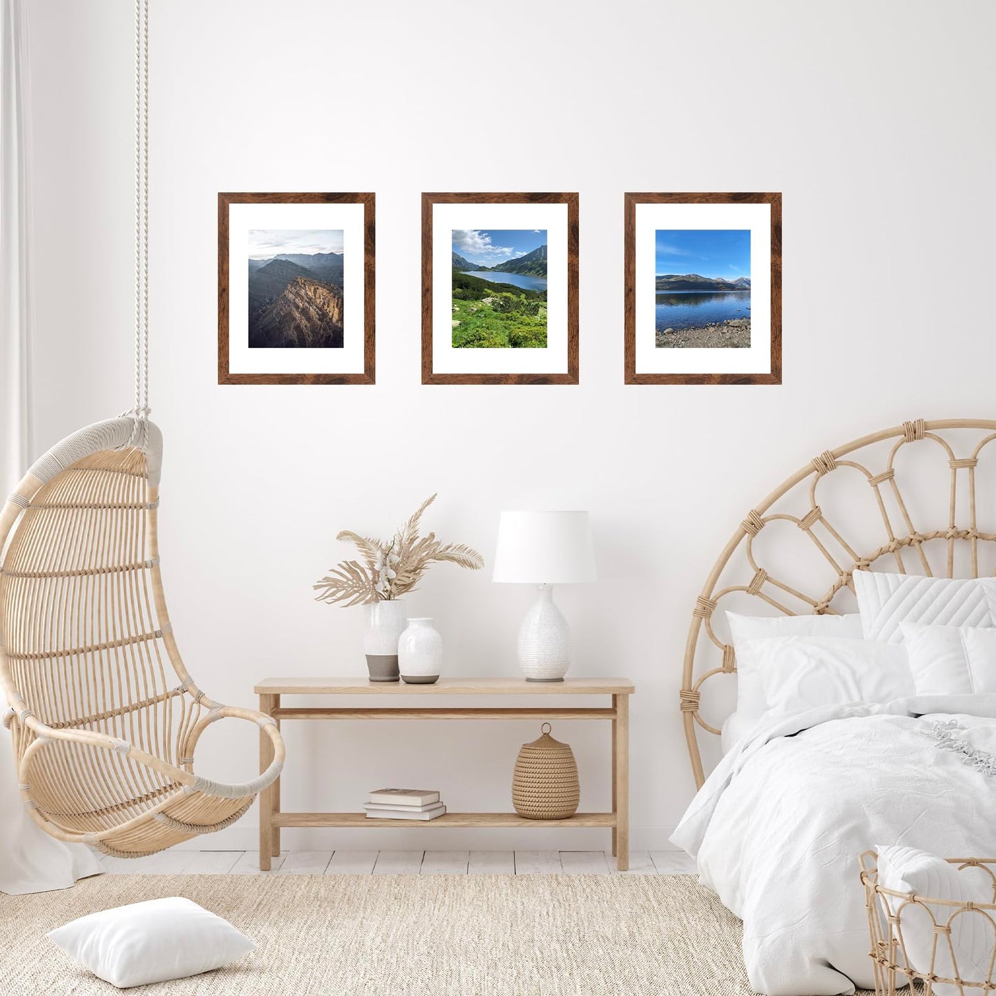 10x14 Picture Frame Set of 9 for 30 x 40 cm Diamond Art Painting, Display 8.5x11 with Mat or 10x14 without Mat, Wood 10 by 14 Wall Gallery Poster Photo Frames Bulk with 8.5x11 Mat,9 Pack, Deep Brown