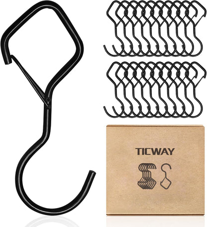 20 Hanging,4 Inch Closet Buckle,Closet (20Pack, PCS S Hooks for Heavy Duty Hooks with Safety Hooks Hanging
