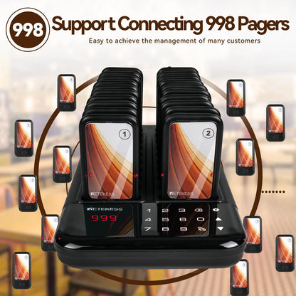 Retekess TD173 Restaurant Pager System, Buzzers for Restaurant, Turn Off The Beep, Custom Stickers, 20 Pagers with Buzzer Vibration Flash for Food Court, Hotels, Churches
