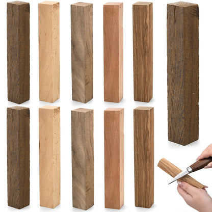 Cididu 10 Pack Exotic Wood Pen Blanks, Wood Blanks for Pen Turning, Unfinished Carving Blocks, Hard Woodcarving Block for Pen Making Supplies DIY Crafts Gifts, Easy to Drill, 5'' x 3/4''