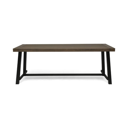 Christopher Knight Home Carlisle Outdoor Acacia Wood Picnic Dining Set, Gray and Rustic Metal
