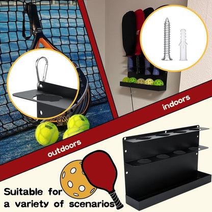 TOPOWN 2PCS Pickleball Paddles Rack/BallRack – Holds 8 Paddles and 8 Balls Pickleball Rack for Fence and Wall Heavy-Duty Steel Pickleball Paddle Holder Pickleball Paddle Racks Outdoor