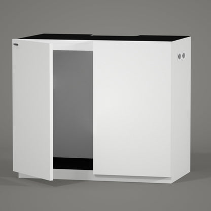 LANDEN Aquarium Wooden Stand and Cabinet for up to 44 Gal Tank, Fish Reptile Sea Salt WaterTank Stand, Nano Foam Leveling Mat Included, W35.5xD17.7xH31.5 in, Wooden Matte White Painted(Stand Only)