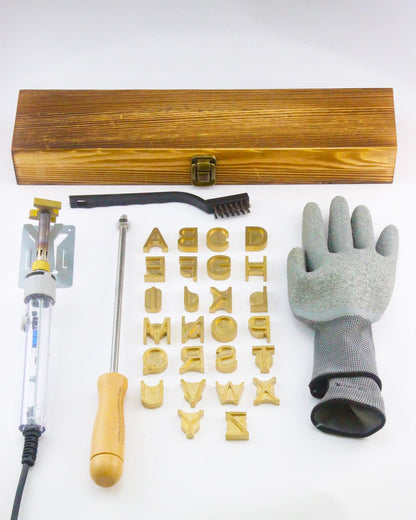 AIMOADO 1" 26Pcs Wood Burning Letter Kit, 100W Electric Branding Iron for Wood Working Leather Hats BBQ Bread, Branding Letters Gift for Christmas Wedding Birthday, with Wooden Box and Handle