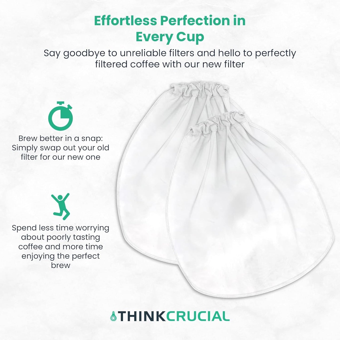 Think Crucial Replacement Strainer Bag Compatible with Toddy Cold Brew System, Washable & Reusable (2 Pack)