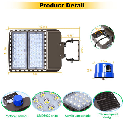 BIRITALO 0-150000LM Led Stadium Lights Outdoor Dimmable 0-1000w Super Bright Led Arena Flood Light 100-277v 5000k Yoke Mount IP66 Waterproof Pole Light Commercial for Square, Golf Court, Port