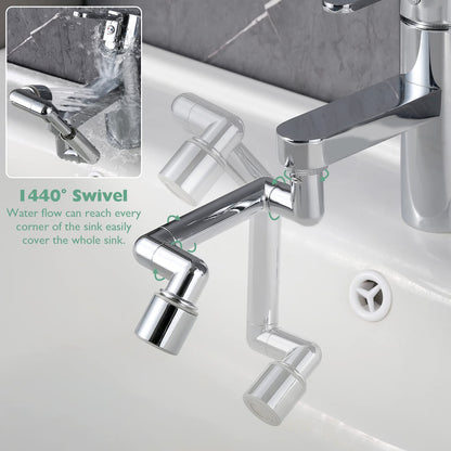 Universal 1440° Sink Faucet Aerator Extension Swivel Faucet Extender 2 Pack, 2 Sprayer Modes Rotatable Bathroom Kitchen Head Replacement Tap Attachment with Filter for G 1/2", 55/64",15/16" Chrome
