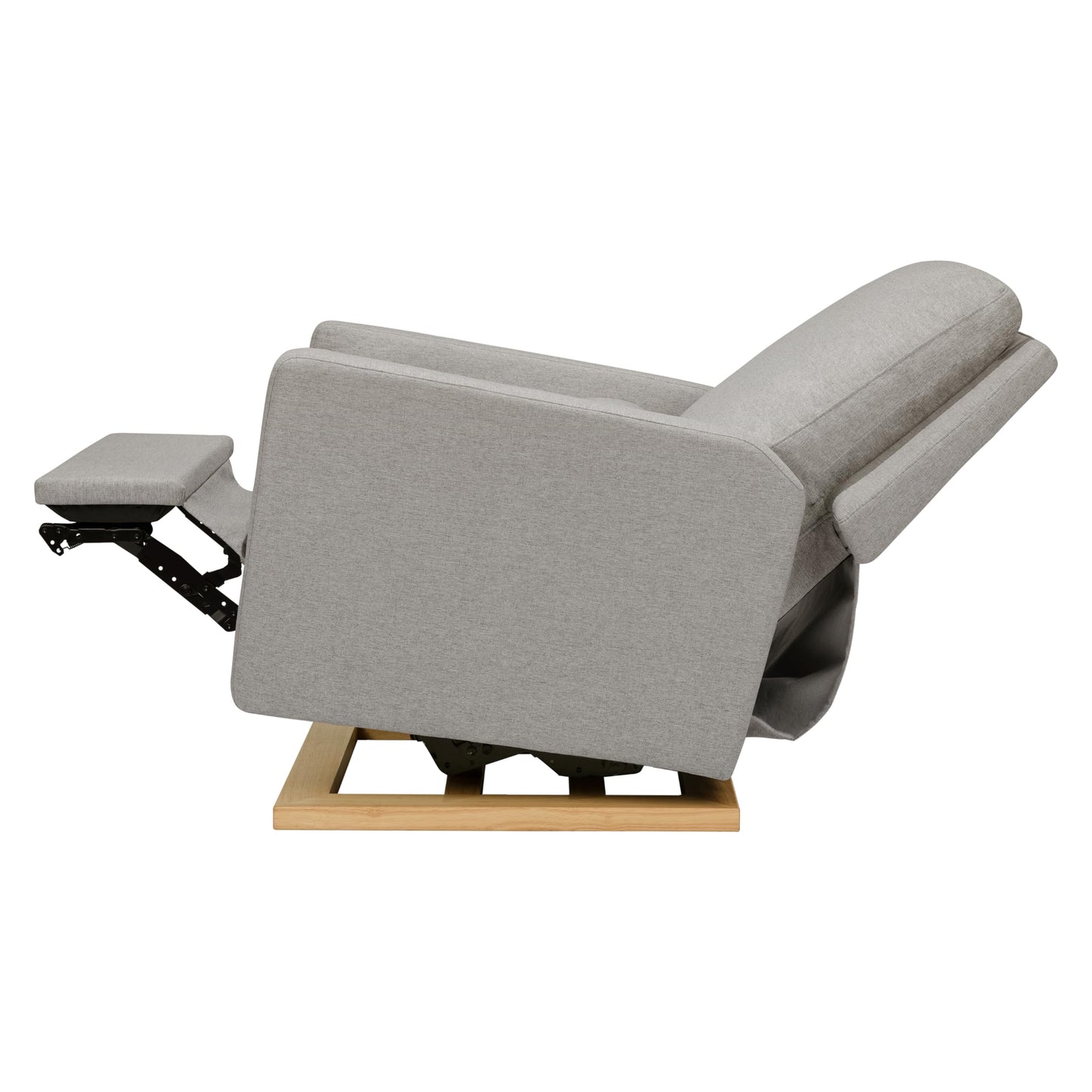 Babyletto Sigi Electronic Power Recliner & Swivel Glider with USB Port in Performance Gray Eco-Weave with Light Wood Base, Water Repellent & Stain Resistant, Greenguard Gold and CertiPUR-US Certified