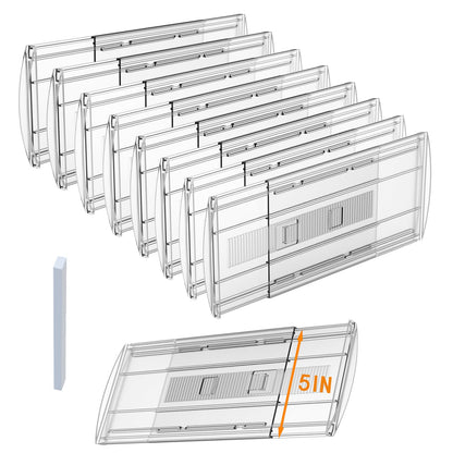 SPEREELER 8 Pack Adjustable Drawer Dividers for Clothes,5" High Expandable From 13-21" Clear Drawer Organizers, PC Plastic Separators for Dresser/Bedroom/Bathroom/Kitchen/Office Storage