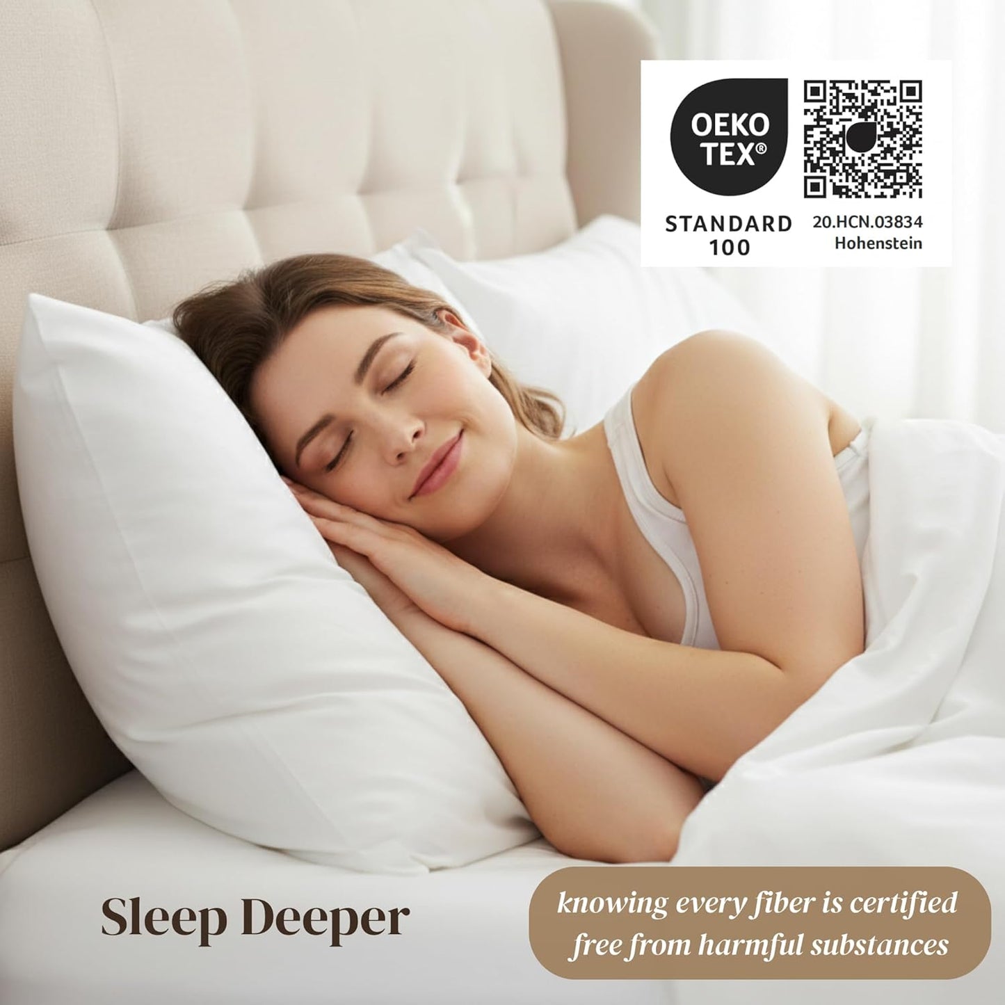 Beckham Hotel Collection King Size Sheet Set - 100% Cotton Sateen, Silky Smooth, 16” Deep Pocket, White