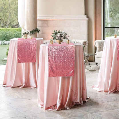 yuboo Pink Sequin Table Runners 12''x 108'' - 2 Pack Fabric Glitter Runner for Party Decorations