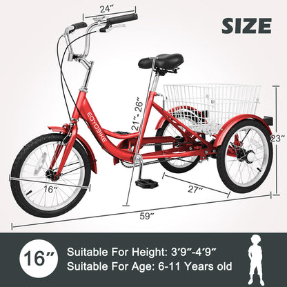 H&ZT Adult Tricycle, 3 Wheeled Bike, Trike Cruiser Bike, with 7-Speed Gear, Parking Brake Handle, Low Step, Large Rear Basket, Elderly Friendly, for Men, Women, and Teens