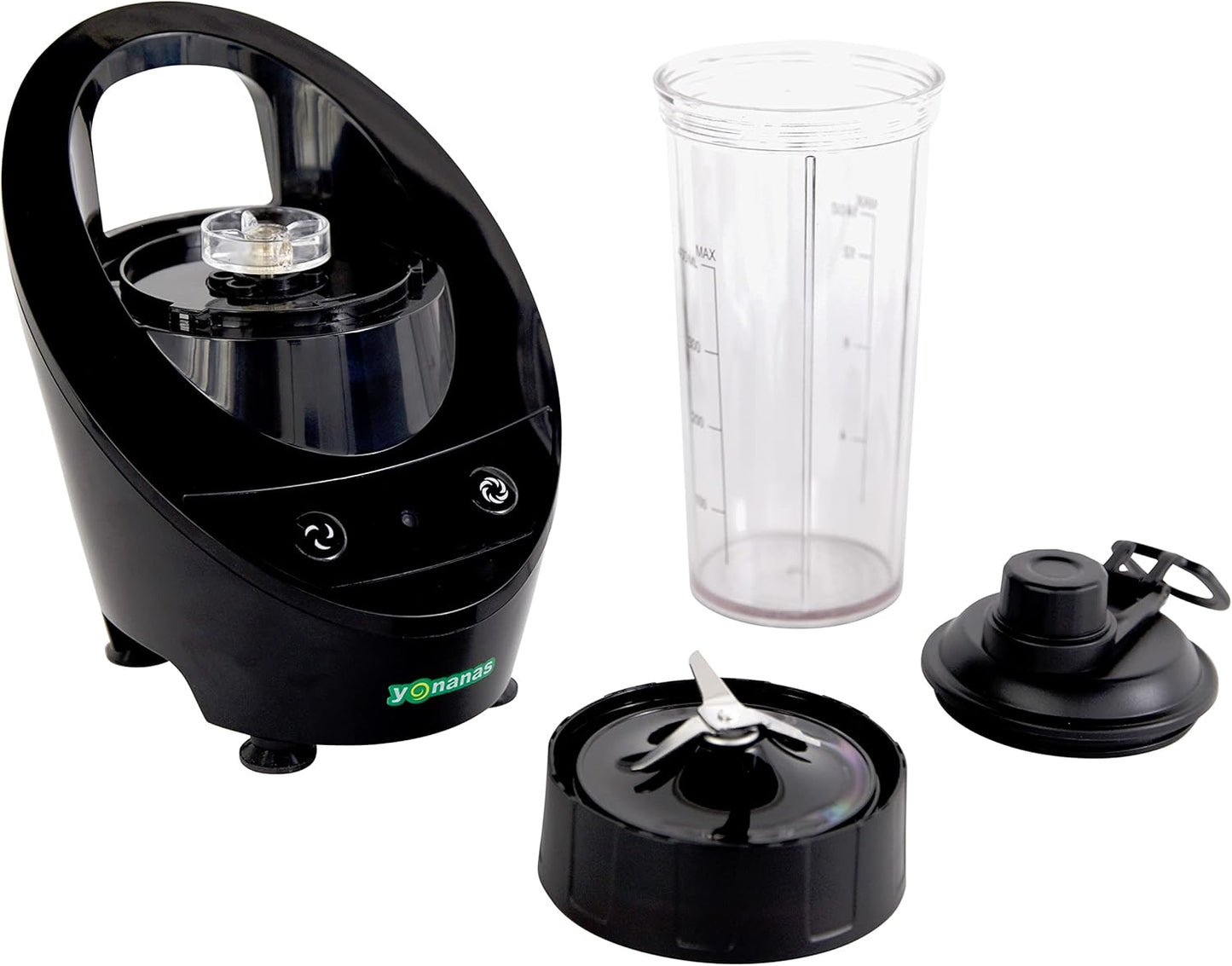 Yonanas Personal Blender with 13.5-Ounce Portable Cup and Drinking Lid, 300-Watts, BPA Free, Black for Smoothies