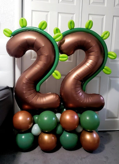 Skiennix 40-Inch Coffee Brown Number Balloons - Perfect for 2nd, 12th, 21st Birthday Celebrations & Events