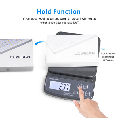 Postal Scales 6.6lbs 3kg/0.1g High Precision Food Scale for Kitchen with Hold,Tare and PCS,Portable Shipping Scale for Packages, Small Kitchen Business,Jewelry,Batteries Included （Grey6.6lbs/0.1g）