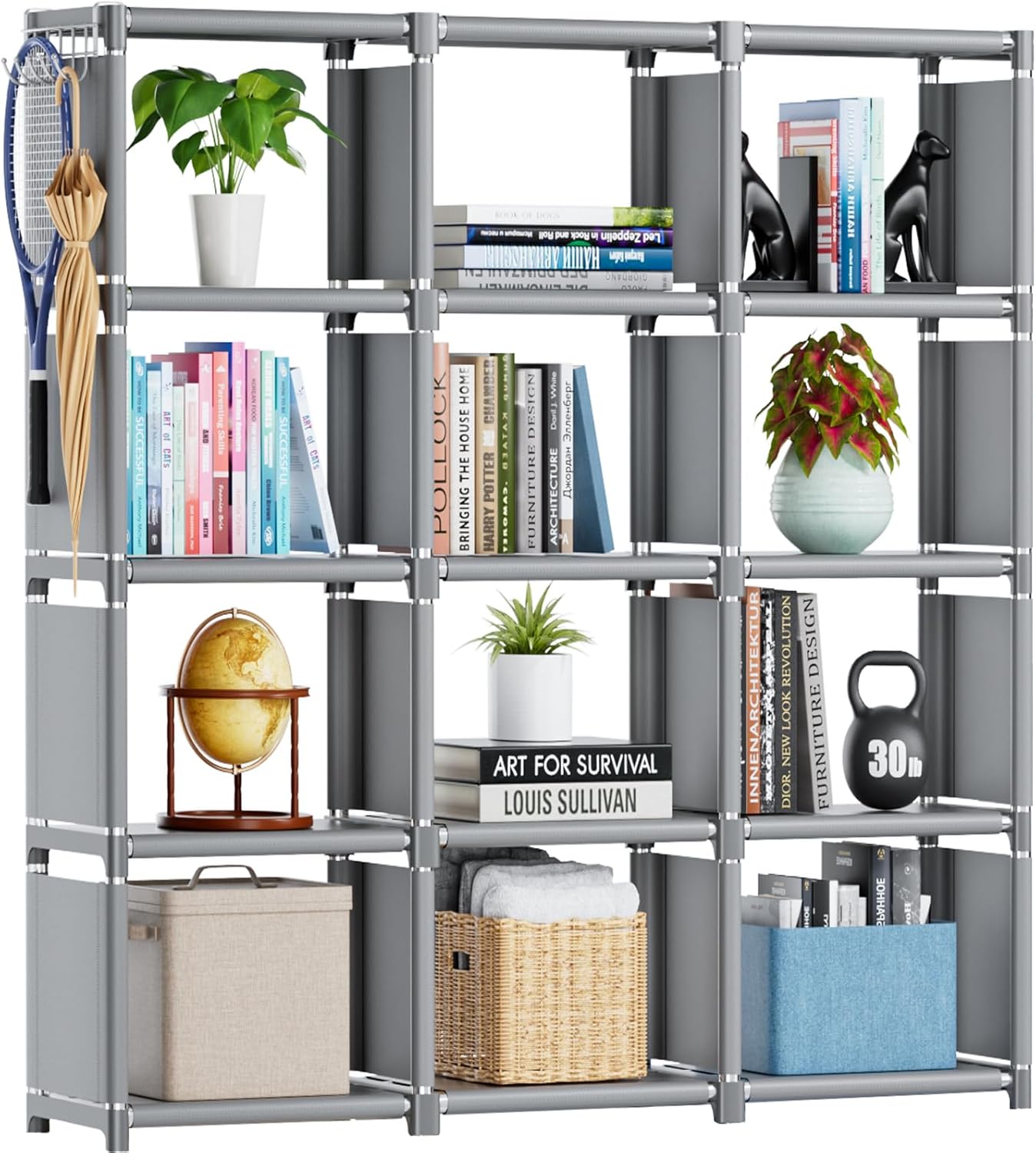 12 Closet Mavivegue Book Shelf, Cube Storage Organizer, DIY Bookcase, Metal Cube Bookshelf, Cubbies Storage Organizer