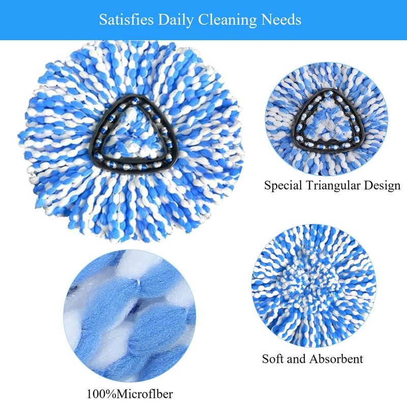 [5 Pack] 2-Tank Spin Mop Replacement Heads, 100% Microfiber, Compatible with O-Cedar EasyWring, Machine Washable & Easy to Replace, Highly Absorbent Refills for Household Floor and Car Cleaning