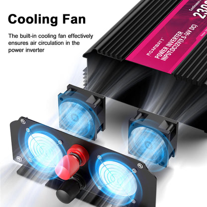 2300W Power Inverter,12V DC to AC 110V120V Peak Power 4600W with 2AC Outlets and 2.4USB Port,LCD Display Car Inverter for Power Converter Outdoor Activities,Emergency,Vehicles Truck RV Solar System