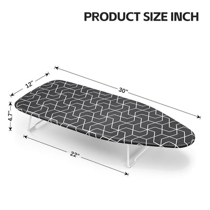 Small Ironing Board Tabletop with Heat Resistant Cover, Compact Mini Ironing Board with Metal mesh Frame,for Dorm,Apartment and Travel, Hook for Hanging, Iron Board 12x30, Iron Table Stand Dark Gray