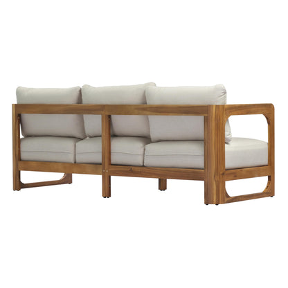 Christopher Knight Home Daria Acacia Wood Outdoor 3 Seater Sofa Set with Cushion, Solid Wood Patio Sofa with Removable Cushion, Comfy Lounge Sofa for Patio Furniture Set, Teak+Beige