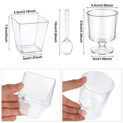 Funtery 300 Pack 5oz Mini Dessert Cups with Spoons - Reusable Clear Plastic Yogurt Parfait & Appetizer Shooter Cups for Pudding, Ice Cream & Party Desserts - Ideal for Weddings, Birthdays & Events