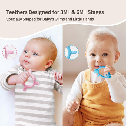 Pigeon Silicone Animal-Shaped Baby Teether, Blue Cat, 6M+, 1 Count – Multi-Textured Teething Relief Toys, Lightweight & Easy to Grasp