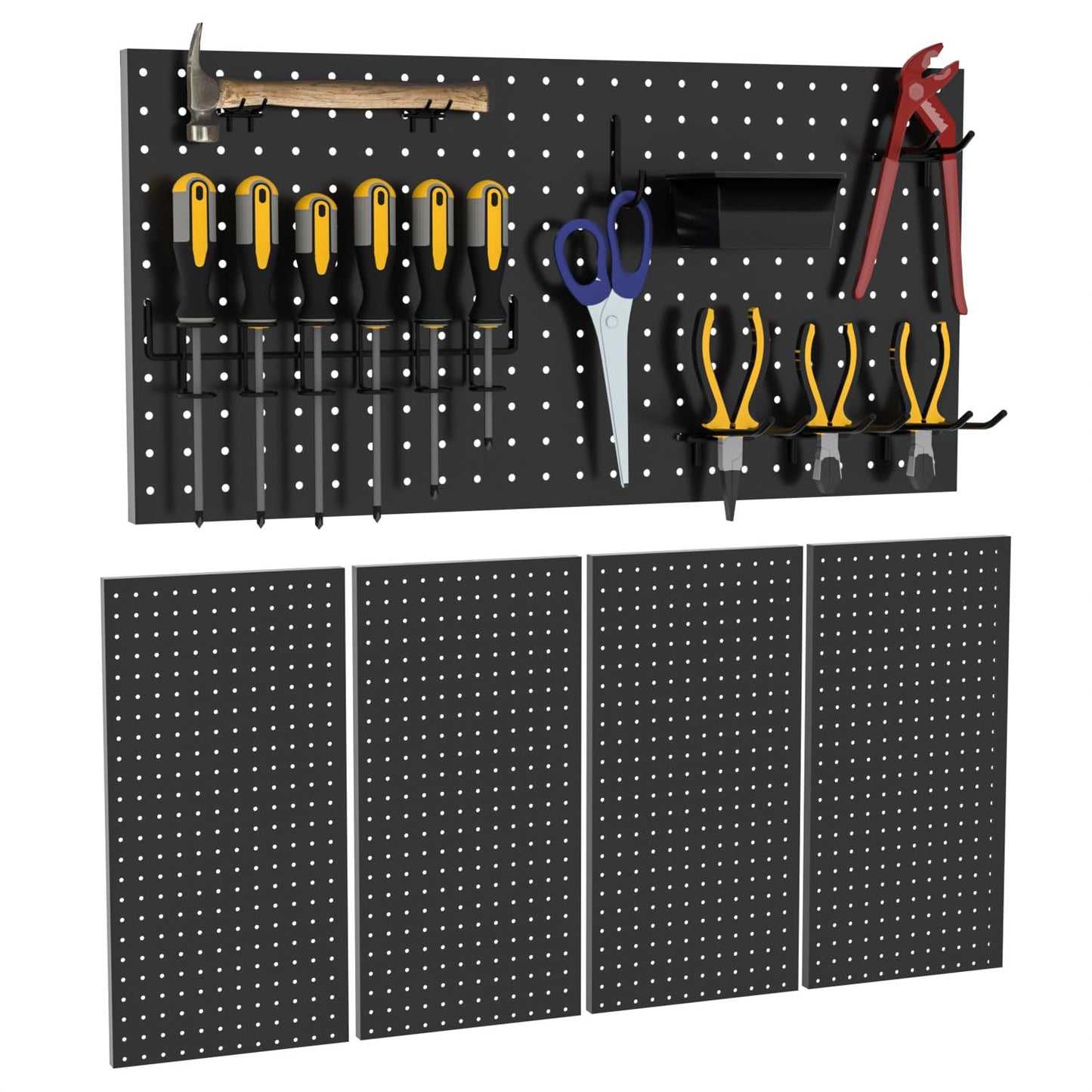 HUZJIEHUI 4 PCS - 12" W x 24" H x 0.78" D Metal Pegboard Wall Organizer, Compatible with All 1/8" and 1/4" Hooks, Suitable for Wall Home, Garage Tool Storage, Office Organization, Craft Room, Kitchen