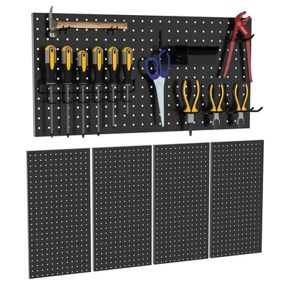 HUZJIEHUI 4 PCS - 12" W x 24" H x 0.78" D Metal Pegboard Wall Organizer, Compatible with All 1/8" and 1/4" Hooks, Suitable for Wall Home, Garage Tool Storage, Office Organization, Craft Room, Kitchen