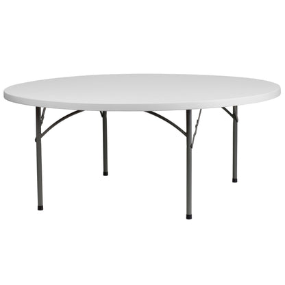 Flash Furniture Kathryn 6' Round All-Occasion Plastic Folding Event Table, Foldable Portable Banquet Table for Indoor/Outdoor Events, White