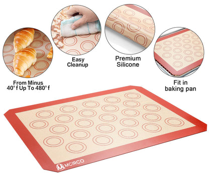 Stainless Steel Baking Sheet Tray Cooling Rack with Silicone Baking Mat Set, Cookie Pan with Cooling Rack, Set of 6 (2 Sheets + 2 Racks + 2 Mats), Size 16 x 12 x 1 Inch, Easy Clean