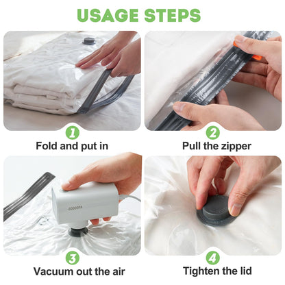 Mapambo Vacuum Storage Bags with -60000Pa USB Pump, 15 Pack Vacuum Seal Bags for Clothing Travel in 3 Sizes, Travel Vacuum Bags with Pump, Saving up to 80% of Luggage Space (15 Combo Size)