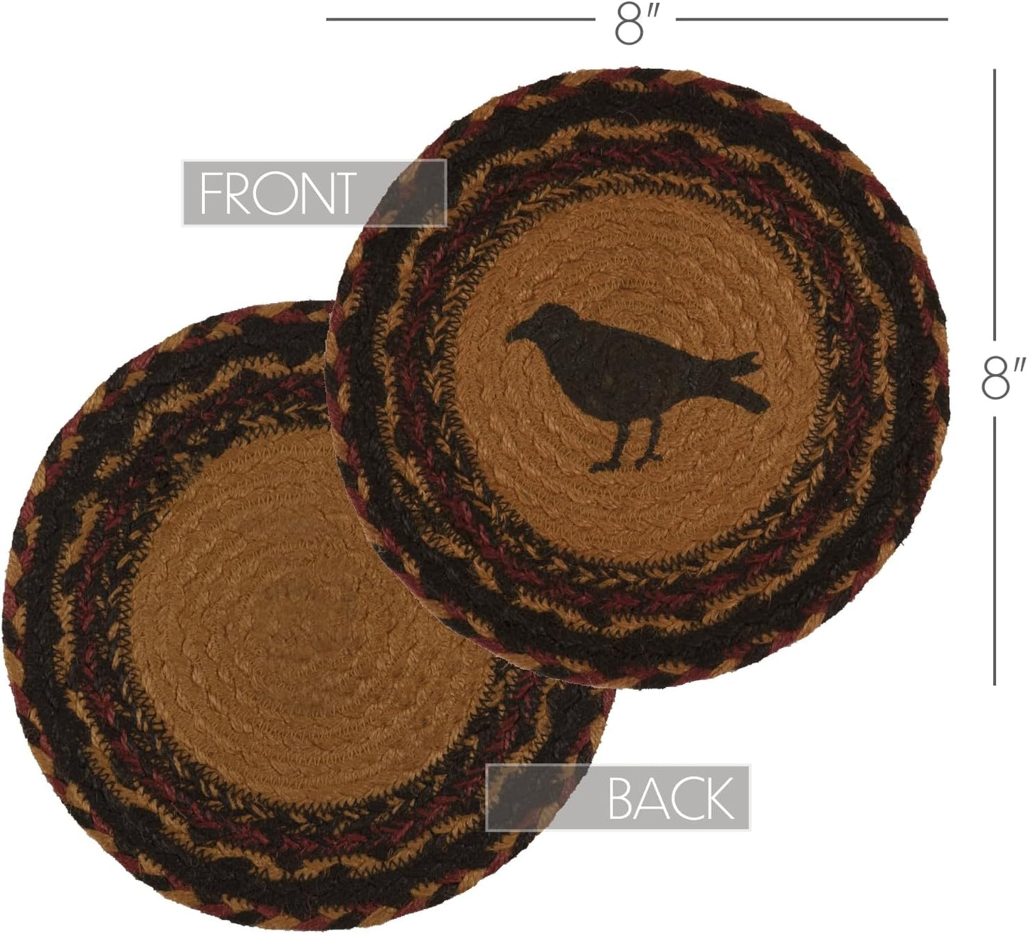 VHC Brands Heritage Farms Tan Crow Jute Trivet, Primitive Tabletop & Kitchen