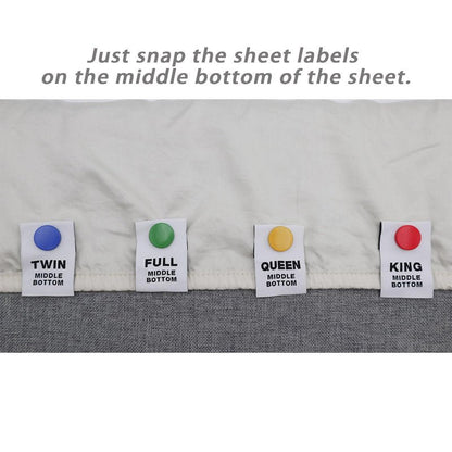 Umttery Bed Sheet Labels for Bedding,Identity The Sheets Direction and Size in Seconds, an Elegant and Easy Solution to Label Sheets, 16 Pack[Mix]