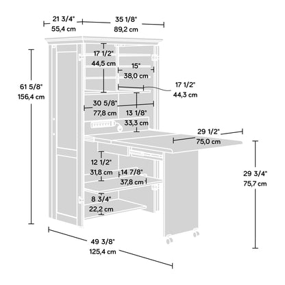 Sauder Miscellaneous Storage Craft & Sewing Armoire, L: 35.11" x W: 21.81" x H: 61.58", Glacier White finish