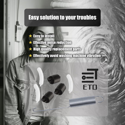 Premium Washer Repair Kit, Includes 3 Suspension Springs, 1 Counterweight, 3 Tub Wear Pads, Compatible with Major Brands
