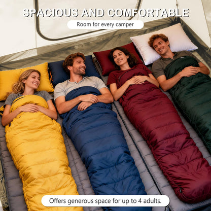 Blow Up Tent with Skylight and Stove Jack,4-6 Person Inflatable Camping Hot Tent with Pump,Easy Setup Family Camping Tent 4 Season Waterproof Outdoor Tents,Beige