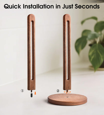 CHAUNCEY HOME Acacia Wooden Paper Towel Holder Stand for Jumbo Roll - Stylish Kitchen Paper Rack Bathroom Towel Roll Stand Organizer, UA, Solid Wood Simply Standing Countertop Paper Roll Holder, Large