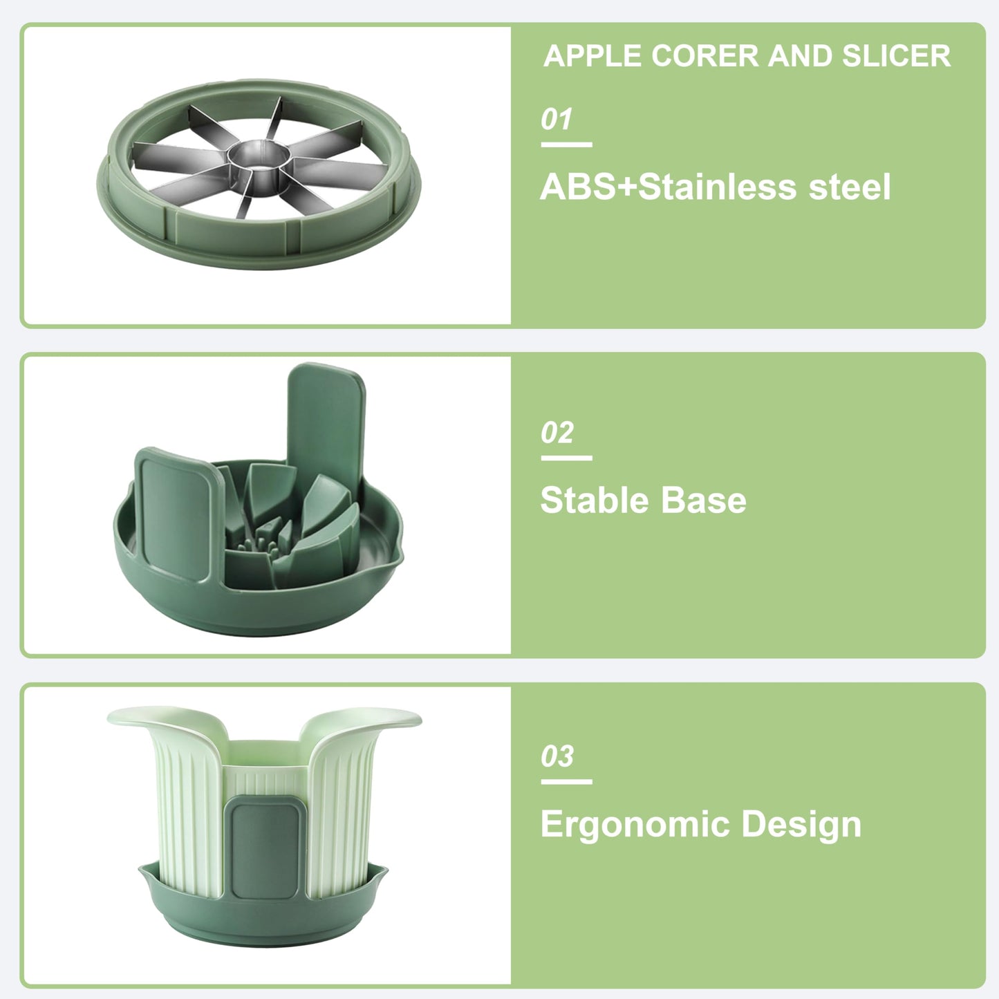 Apple Slicer, Heavy Duty Apple Corer and Slicer with Comfort Handles, 8-Slice Large Apple Slicer for Up to 3.8" Apples, with Extra Tomato & Fruit Cutting Blades