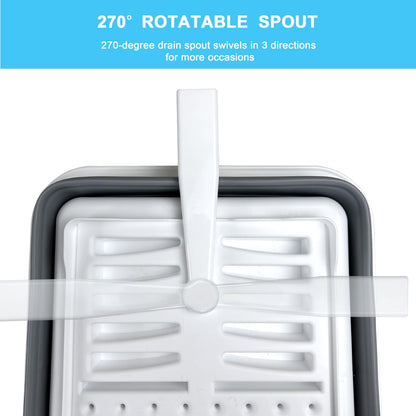 Collapsible Dish Drainer with Drain Plug and Swivel Spout, Space-Saving, Portable Dish Rack for Kitchens, RVs, Campers and Travel Trailers