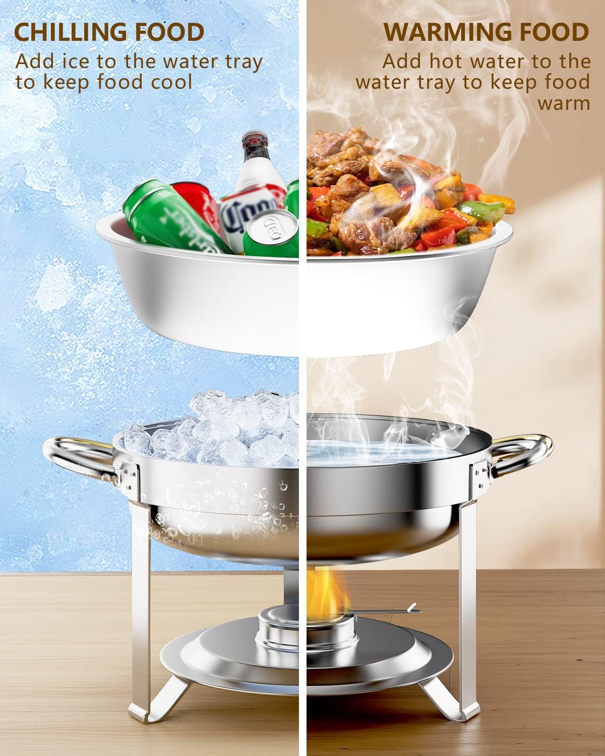 Round Buffet Catering Dish for Home and Outdoor 6 Packs