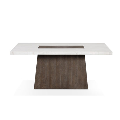Furniture of America Rafferty Modern Solid Wood 70-inch Rectangle Dining Table with Genuine White Marble Tabletop and Tapered Pedestal Base, Seats up to 6, for Home Kitchen, Living Room, Dark Walnut