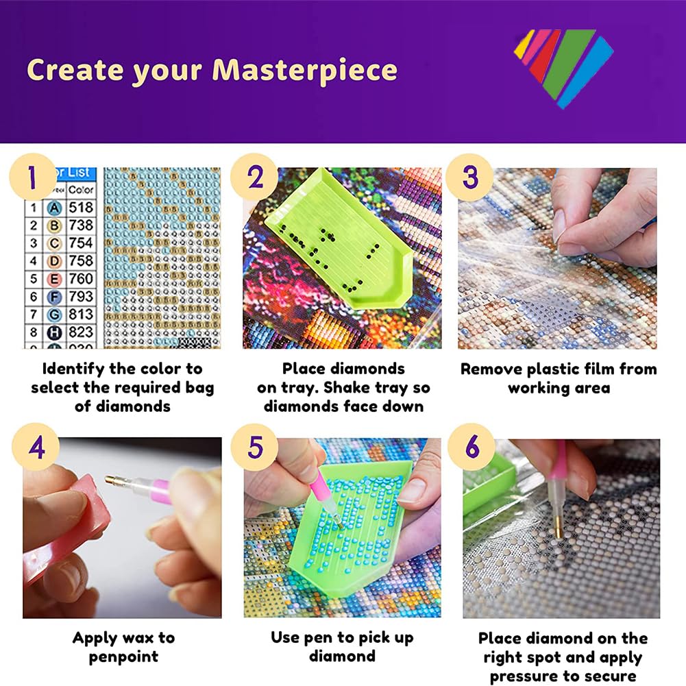OFRKE 2-Piece Flowers Diamond Painting Kits for Adults, Round Full Drill 5D DIY Diamond Art Kits for Home Wall Decor 12"x16"