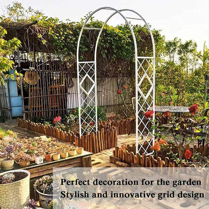 Extra Wide Galvanized Garden Arch Trellis for Wedding Climbing Plants 180x230cm (Black 340x230cm)
