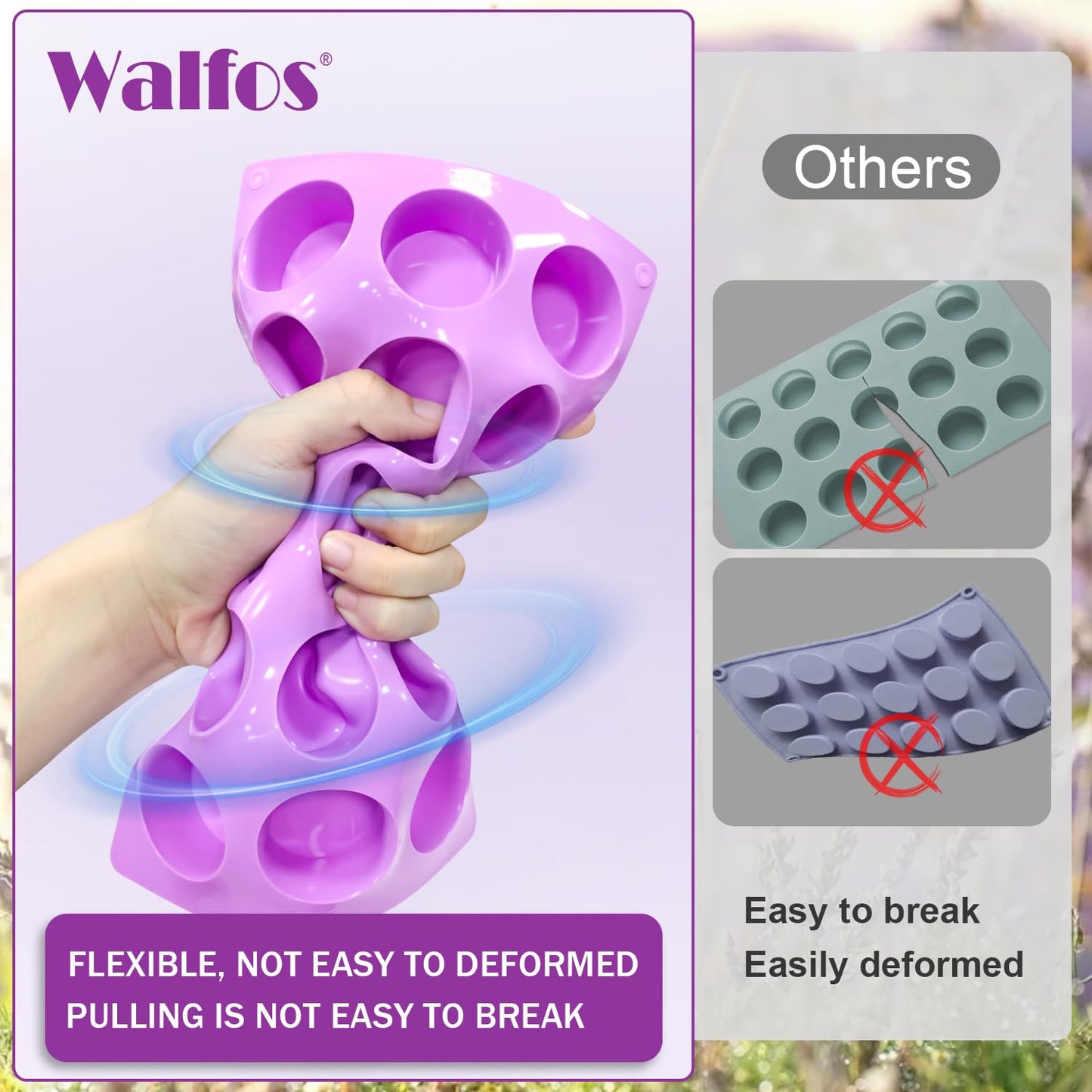Walfos 3 Pack Small Soap Molds,15 Cavity Mini Round Silicone Molds,1.5inch Cylinder Silicone Soap Molds Perfect for Soap Making.Non-Stick BPA Free and Dishwasher Safe