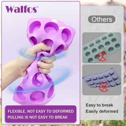 Walfos 3 Pack Small Soap Molds,15 Cavity Mini Round Silicone Molds,1.5inch Cylinder Silicone Soap Molds Perfect for Soap Making.Non-Stick BPA Free and Dishwasher Safe
