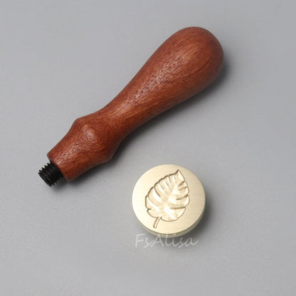 fsalisa 6 Pcs Flower Leaf Sealing Wax Stamps Copper Seals + Wooden Hilt, Seal Stamp Kit with Gift Box for Invitations Cards Letters Envelopes Wine Packages (Botanical Set#-2)