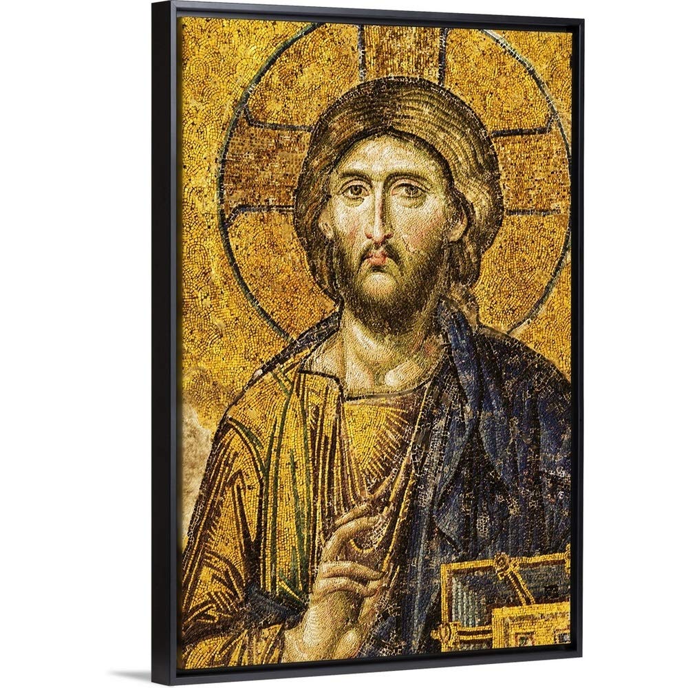CANVAS ON DEMAND Turkey, Istanbul, Mosaic of Christ Pantocrator in Hagia Sophia Mosque, Black Float Frame Canvas Art, Eastern Orthodox Christian Artwork, 42"x62"