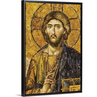 CANVAS ON DEMAND Turkey, Istanbul, Mosaic of Christ Pantocrator in Hagia Sophia Mosque, Black Float Frame Canvas Art, Eastern Orthodox Christian Artwork, 42"x62"
