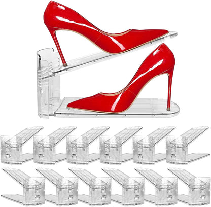 12 Pack 3.7''to 7.7'' 50%,Easy Clear Shoe Slots Organizer - Adjustable Height Shoe stackers for a pair of shoes ,Shoe